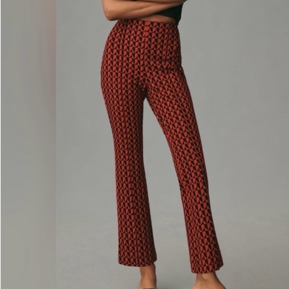 EUC/ like new/Maeve Red and Black Patterned Straight Leg Pants/sz large petite